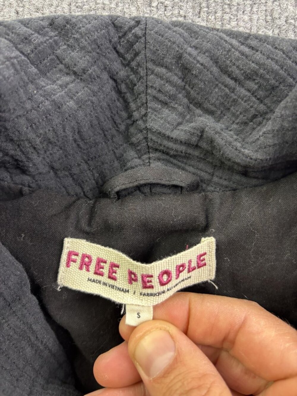 Free People Blazer Womens Small Black Textured Cotton Shawl Collar‎ Lined Jacket - Picture 2 of 7